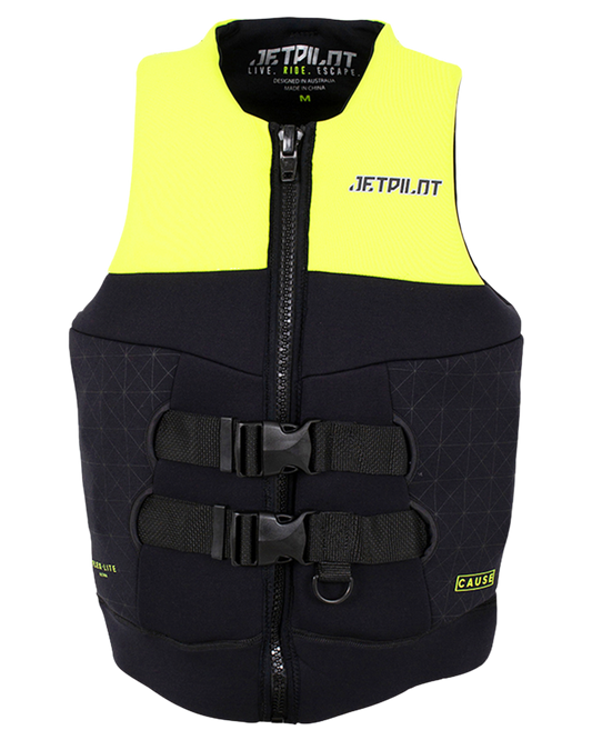 Jetpilot Cause Mens S-Grip FE Neo Vest - Yellow Level 50 Life Jackets - Trojan Wake Ski Snow