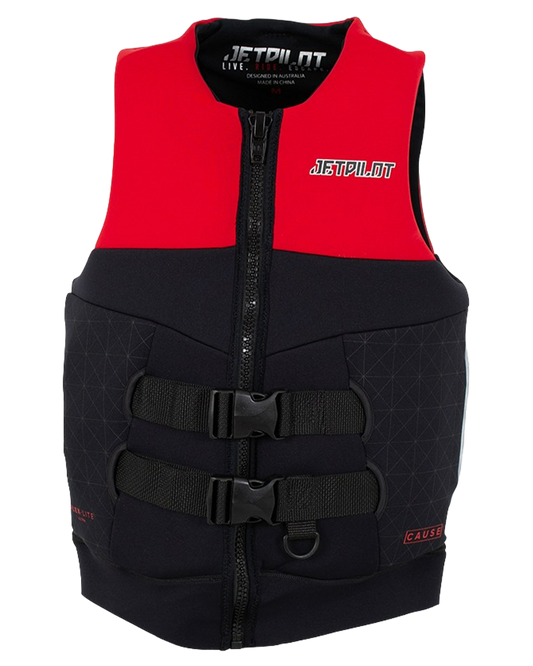 Jetpilot Cause Mens S-Grip Neo Vest - Red Level 50 - 2022 Life Jackets - Trojan Wake Ski Snow