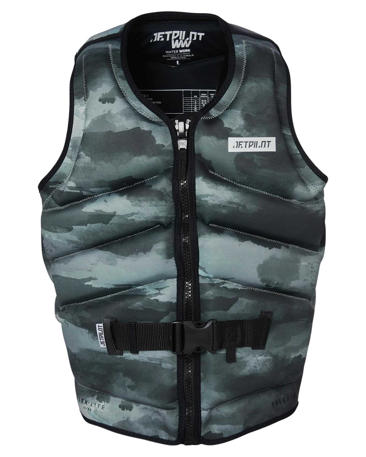 Jetpilot Freeride F/E Mens Neo Vest - Green Camo - 2023 Life Jackets - Trojan Wake Ski Snow