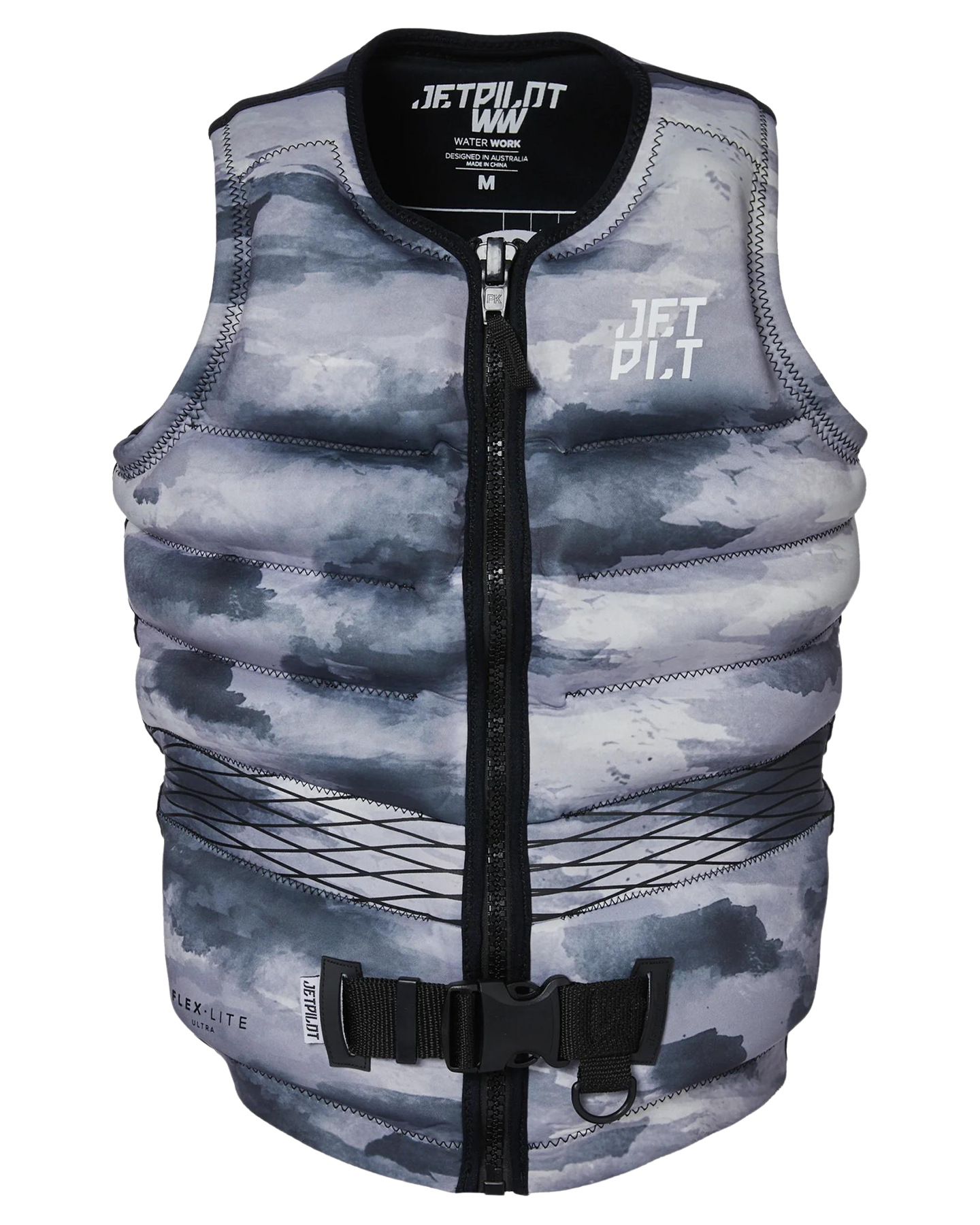 Jetpilot Hyperflex F/E Mens Neo Vest - Grey Camo - 2023 Life Jackets - Trojan Wake Ski Snow