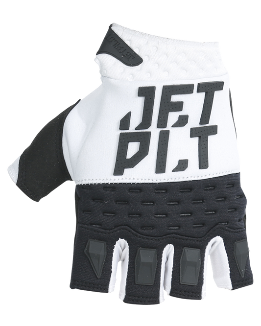 Jetpilot RX Short Finger Race Glove - White/Black - 2023 Jetski Gloves - Trojan Wake Ski Snow