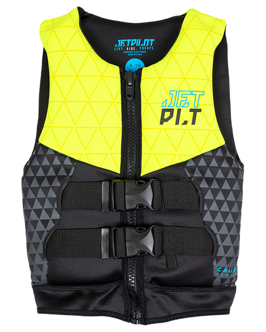 Jetpilot The Cause F/E Youth Neo Vest - Yellow Level 50 - 2023 Life Jackets - Trojan Wake Ski Snow