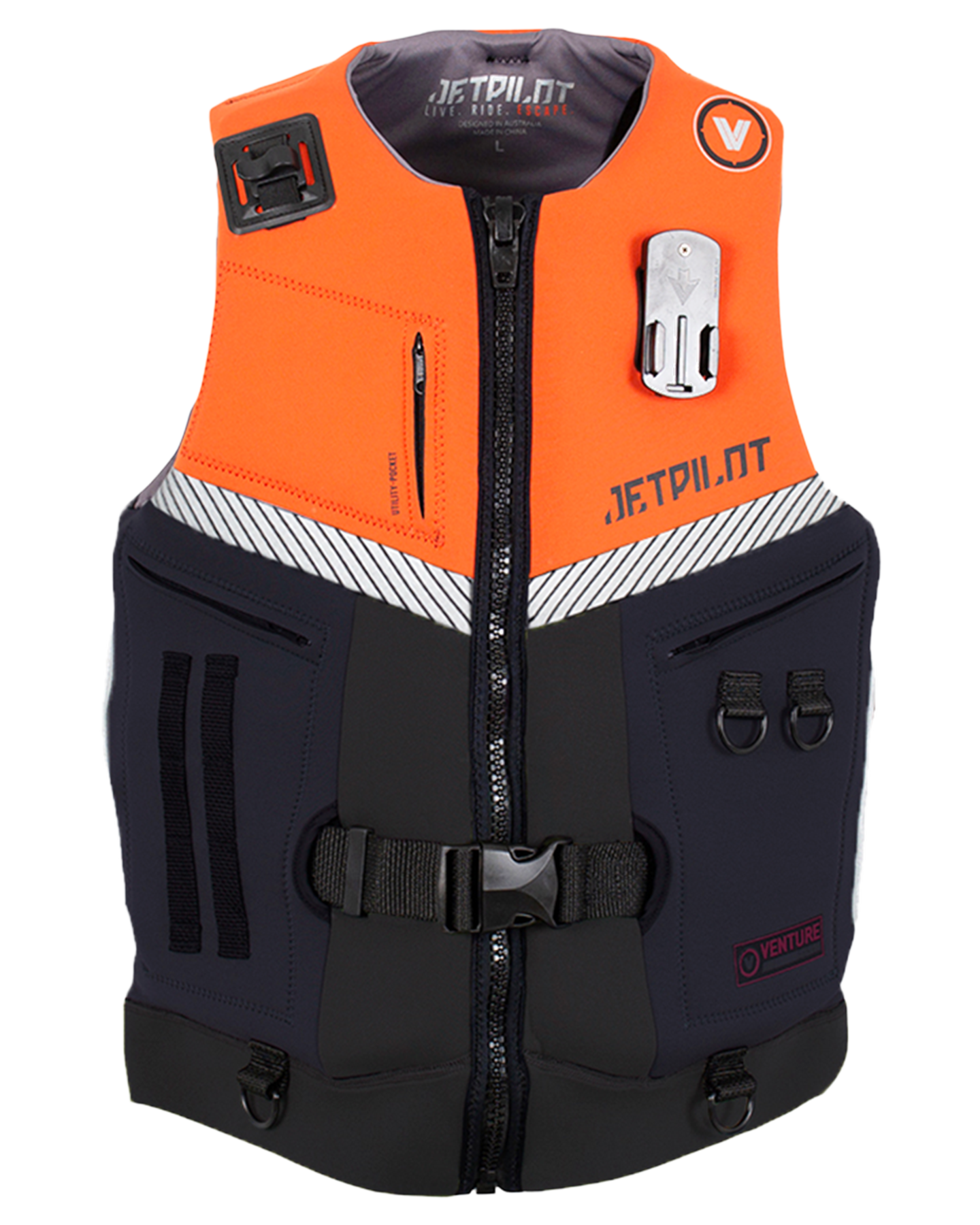 Jetpilot Venture Mens Neo Vest - Black/Orange Level 50 - 2023 Life Jackets - Trojan Wake Ski Snow