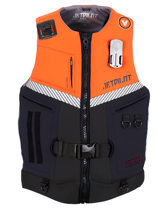 Jetpilot Venture Mens Neo Vest - Black/Orange Level 50 Life Jackets - Trojan Wake Ski Snow