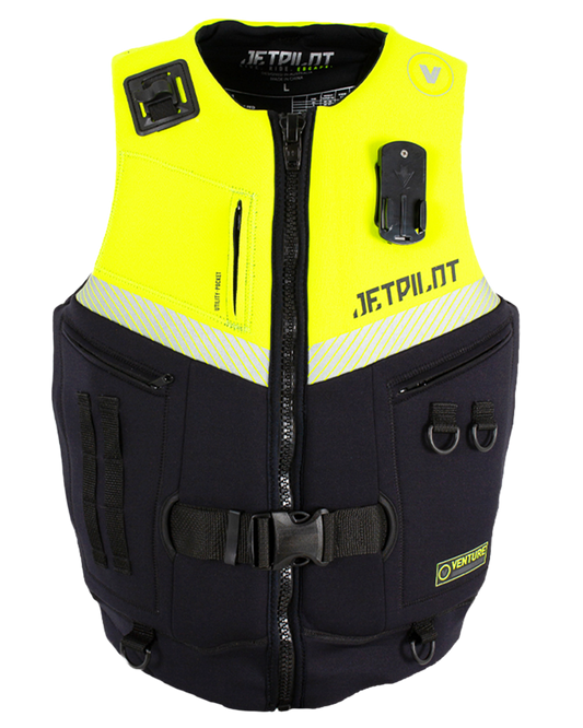 Jetpilot Venture Mens Neo Vest - Black/Yellow Level 50 Life Jackets - Trojan Wake Ski Snow