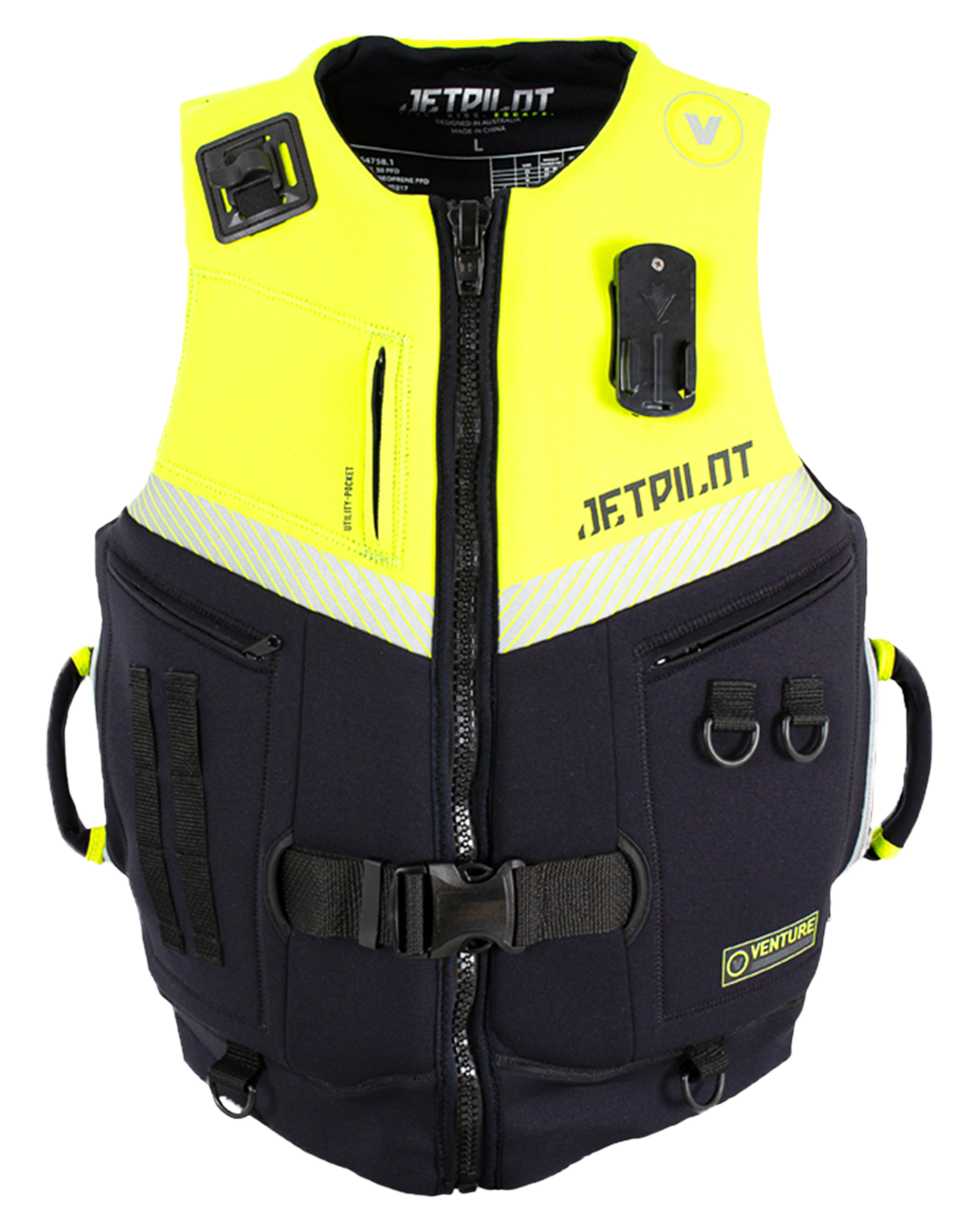 Jetpilot Venture Mens Neo Vest - Black/Yellow Level 50 Life Jackets - Trojan Wake Ski Snow