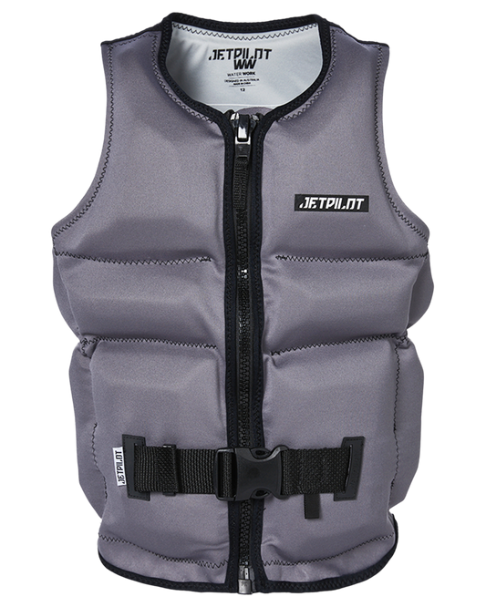 Jetpilot X1 Boys Youth Neo Vest - Charcoal - 2023 Life Jackets - Trojan Wake Ski Snow