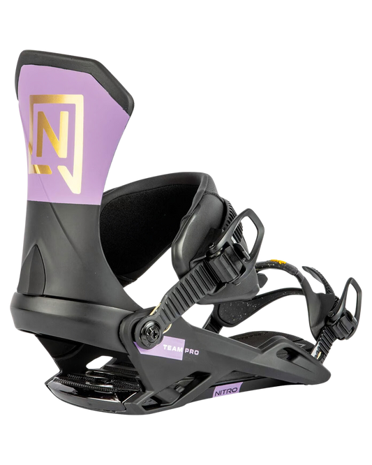 Nitro Team Pro Snowboard Bindings - Pro Purple-Black-Gold - 2024 Snowboard Bindings - Trojan Wake Ski Snow