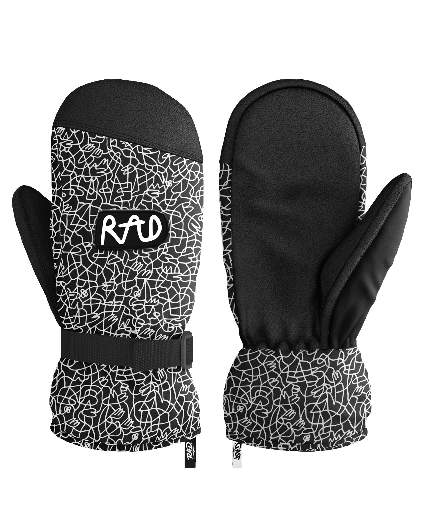 RAD Beaufort Sidehit+ Mittens - Lucas Beaufort Black - 2023 Snow Gloves & Mittens - Trojan Wake Ski Snow