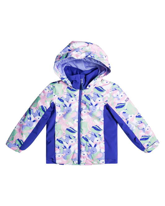 Roxy Girls' 2-7 Snowy Tale Technical Snow Jacket - Bright White / Mountains Locals Snow Jackets - Trojan Wake Ski Snow