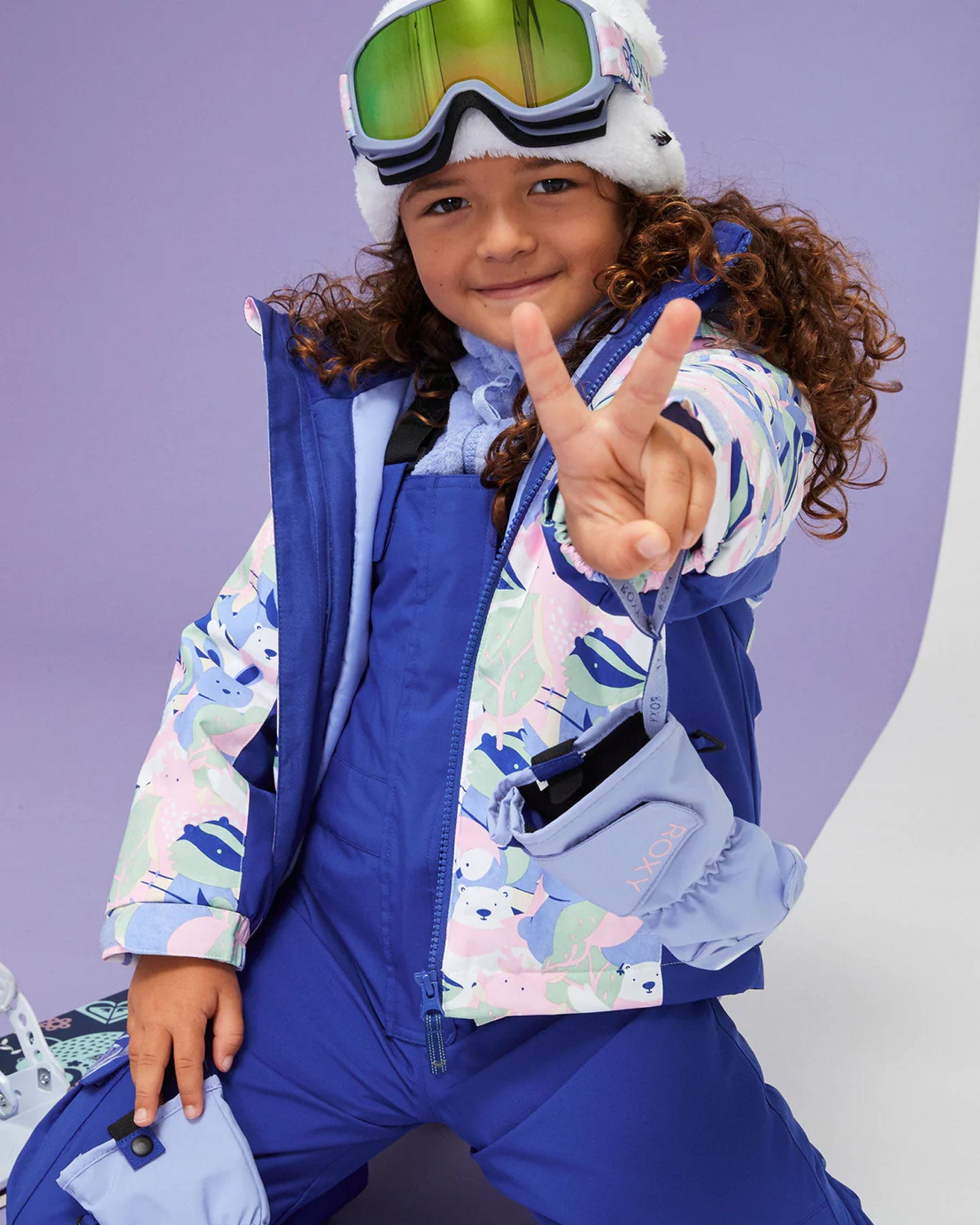 Roxy Girls' 2-7 Snowy Tale Technical Snow Jacket - Bright White / Mountains Locals Snow Jackets - Trojan Wake Ski Snow