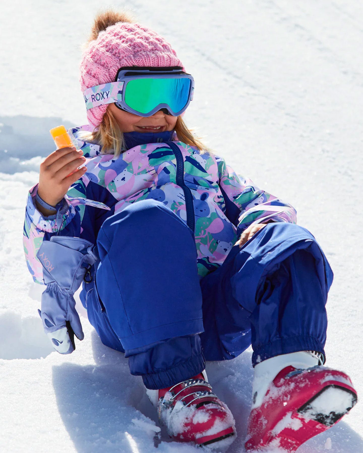 Roxy Girls' 2-7 Snowy Tale Technical Snow Jacket - Bright White / Mountains Locals Snow Jackets - Trojan Wake Ski Snow