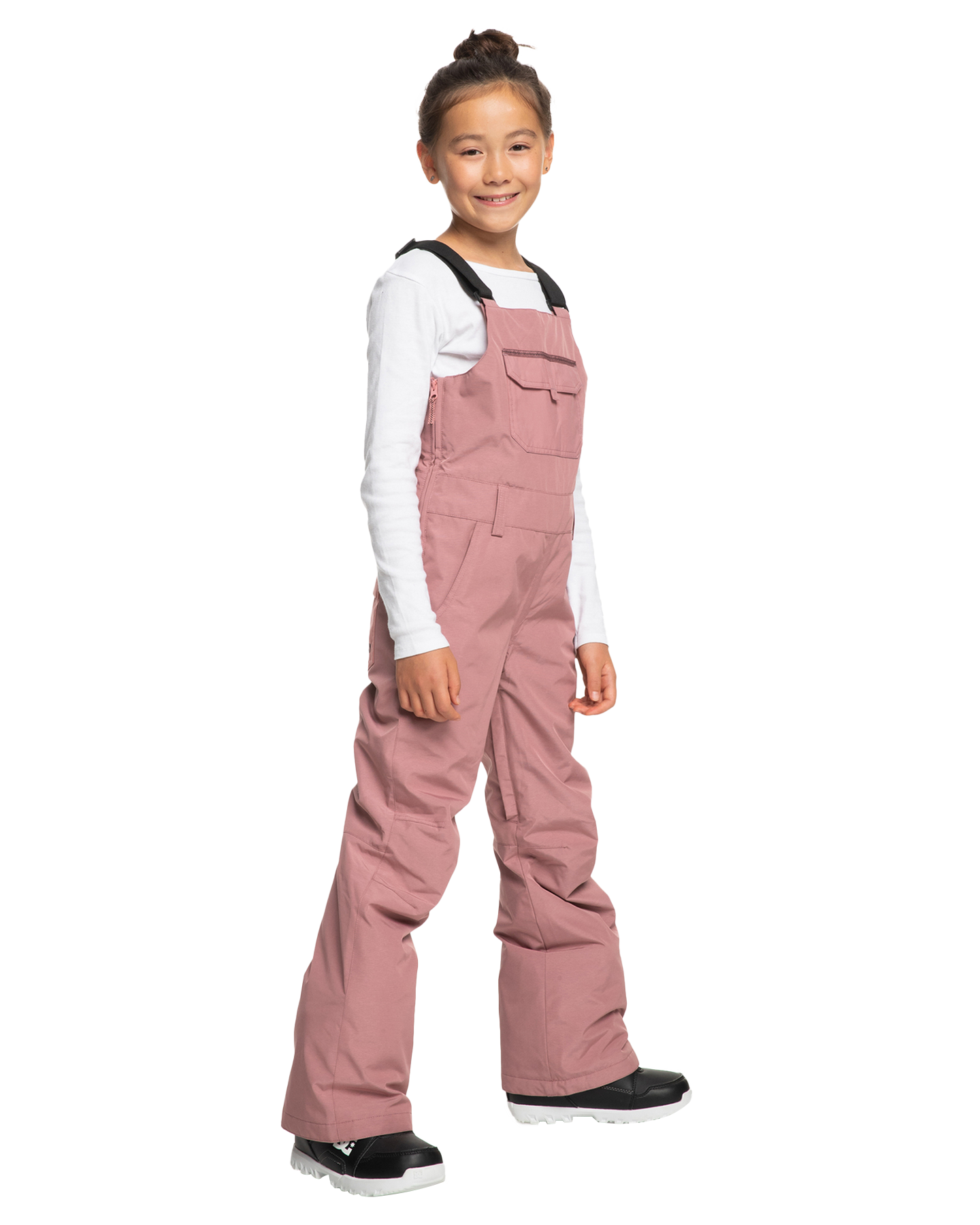 Roxy Girls' 8-16 Non Stop Technical Snow Bib Pants - Dusty Rose Snow Bibs - Trojan Wake Ski Snow