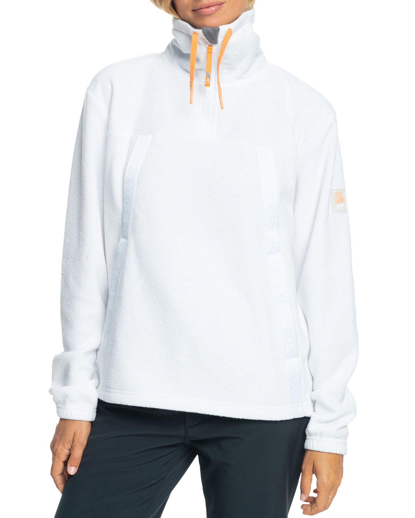 Roxy Women's Chloe Kim Technical Half-Zip Fleece - Bright White Hoodies & Sweatshirts - Trojan Wake Ski Snow