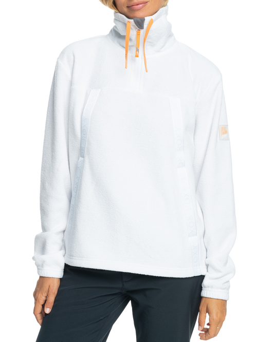 Roxy Women's Chloe Kim Technical Half-Zip Fleece - Bright White Hoodies & Sweatshirts - Trojan Wake Ski Snow