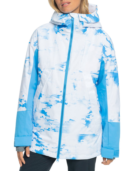 Roxy Women's Chloe Kim Technical Snow Jacket - Azure Blue Clouds Snow Jackets - Trojan Wake Ski Snow