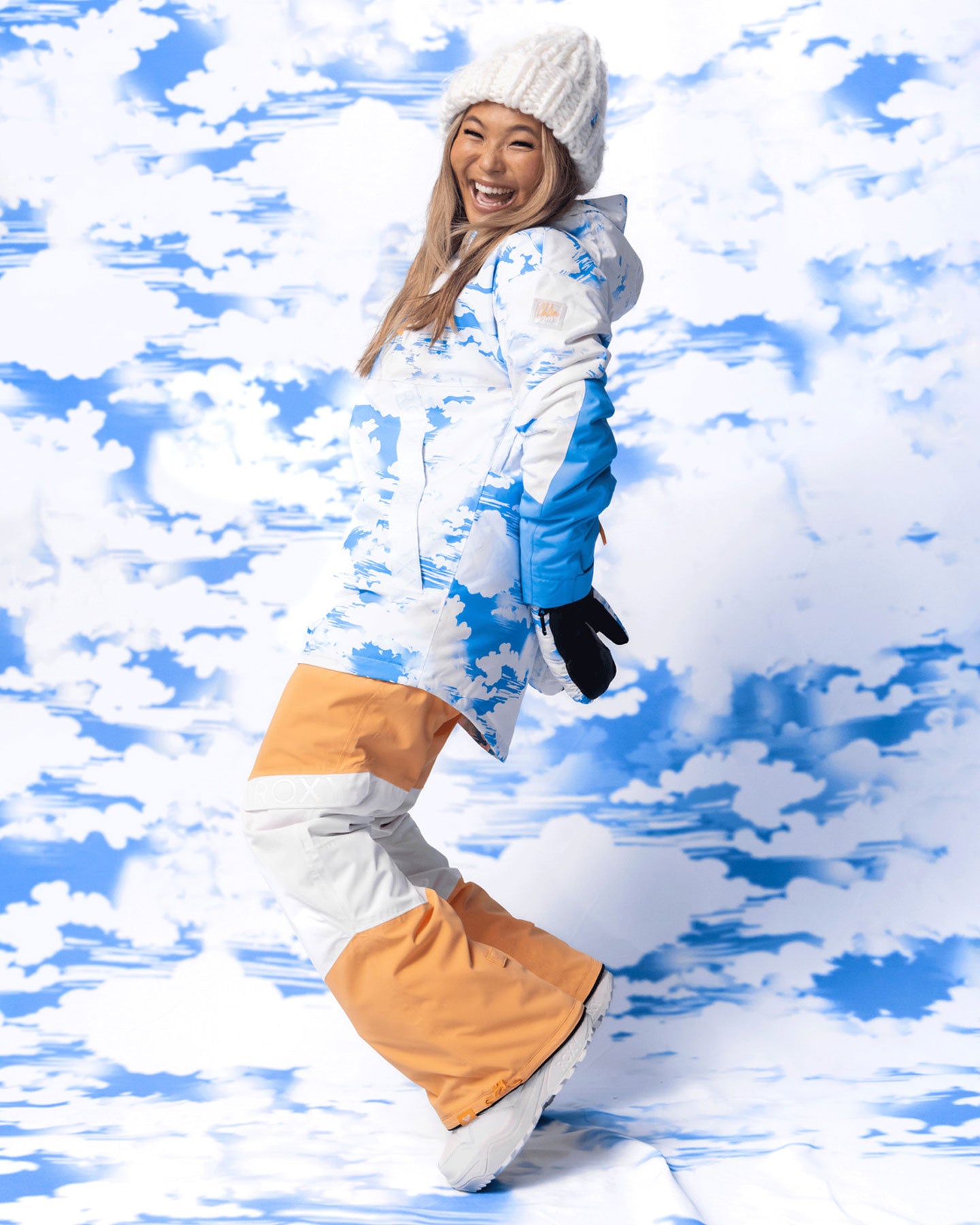 Roxy Women's Chloe Kim Technical Snow Jacket - Azure Blue Clouds Snow Jackets - Trojan Wake Ski Snow