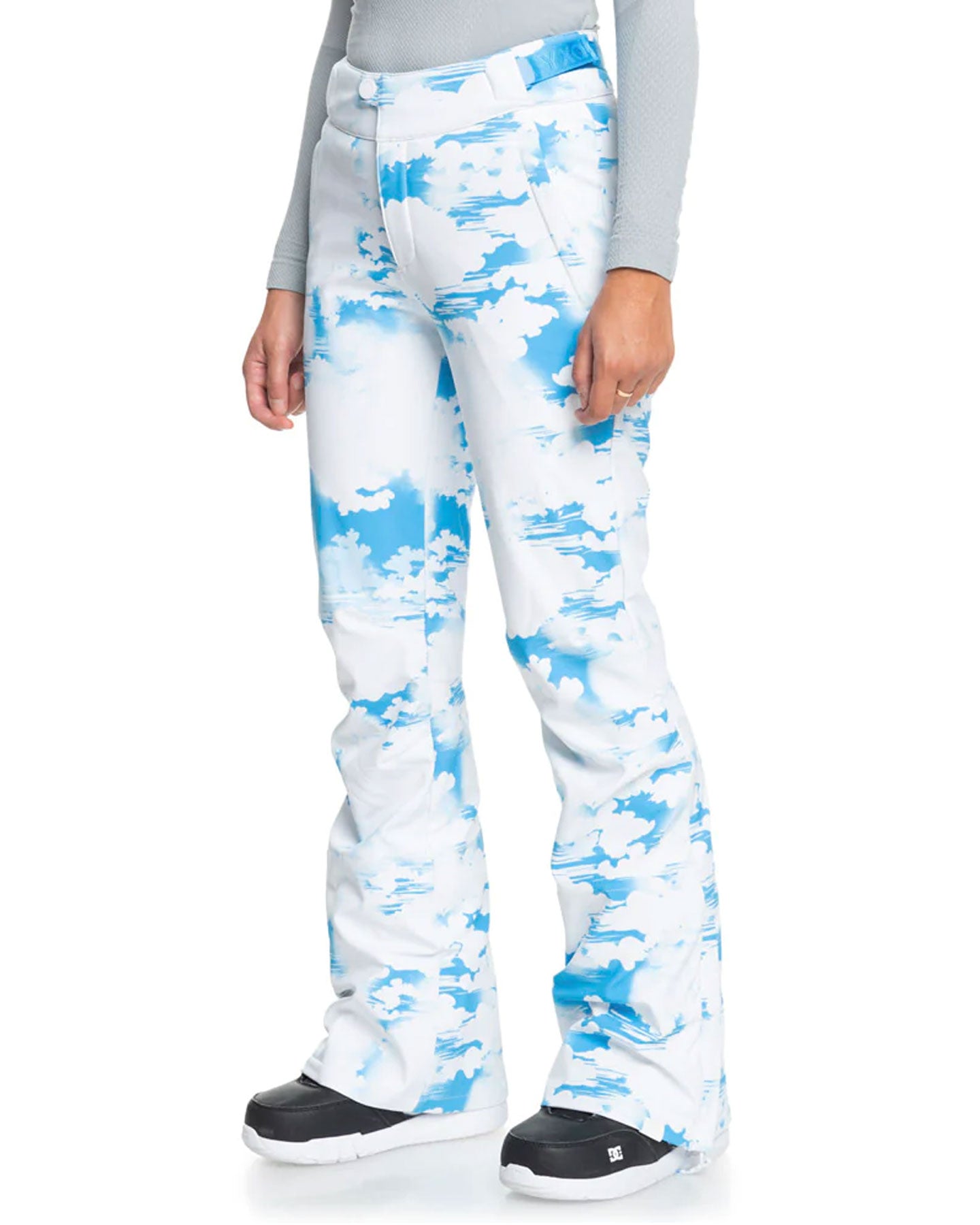 Roxy Women's Chloe Kim Technical Snow Pants - Azure Blue Clouds Snow Pants - Trojan Wake Ski Snow