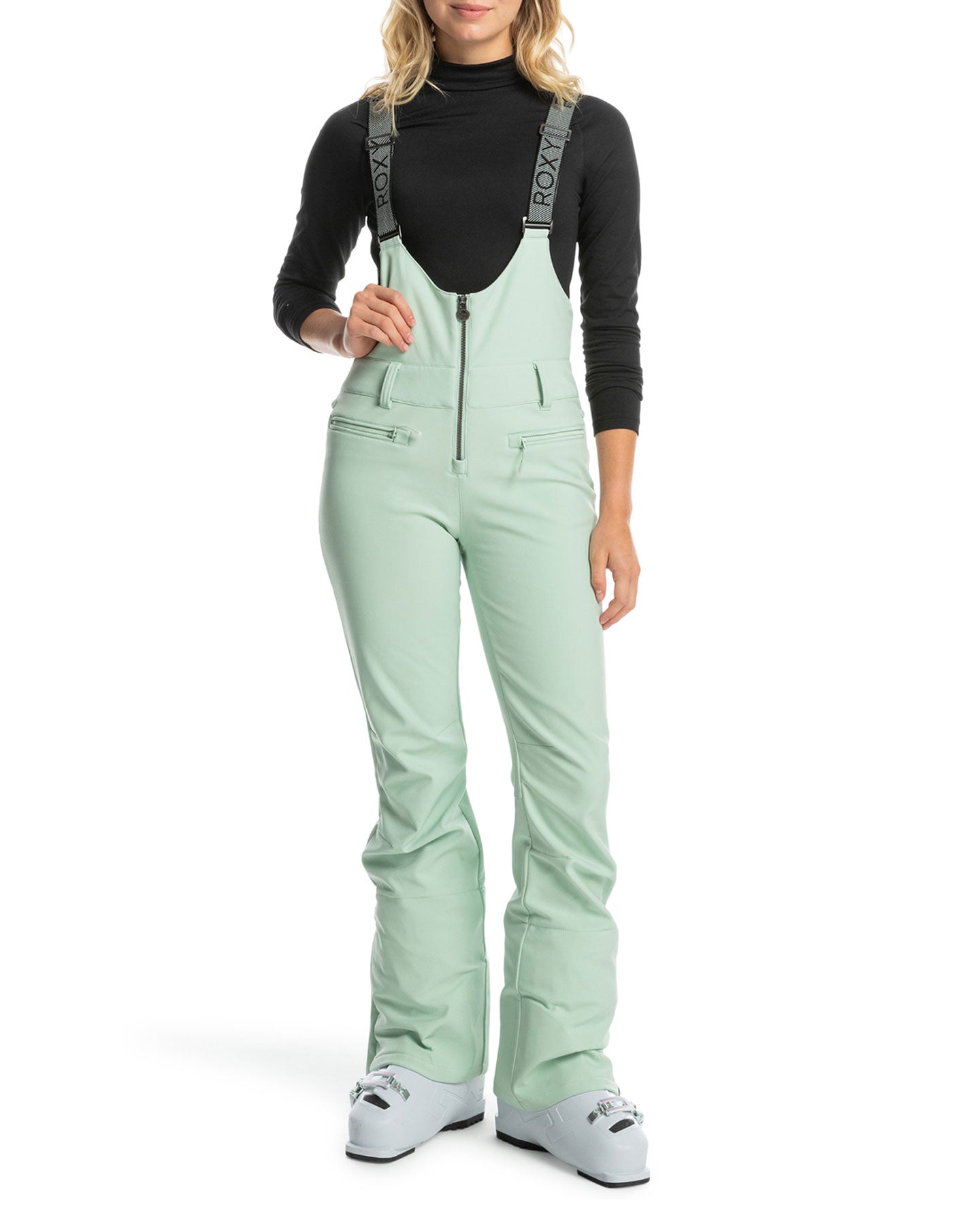 Roxy Women's Summit Technical Snow Bib Pants - Cameo Green Snow Bibs - Trojan Wake Ski Snow