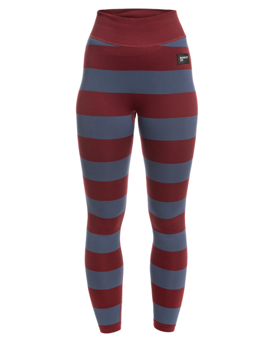 Roxy X Rowley Women's Seamless Technical Leggings - Insignia Blue / Bico Stripes Thermals - Trojan Wake Ski Snow