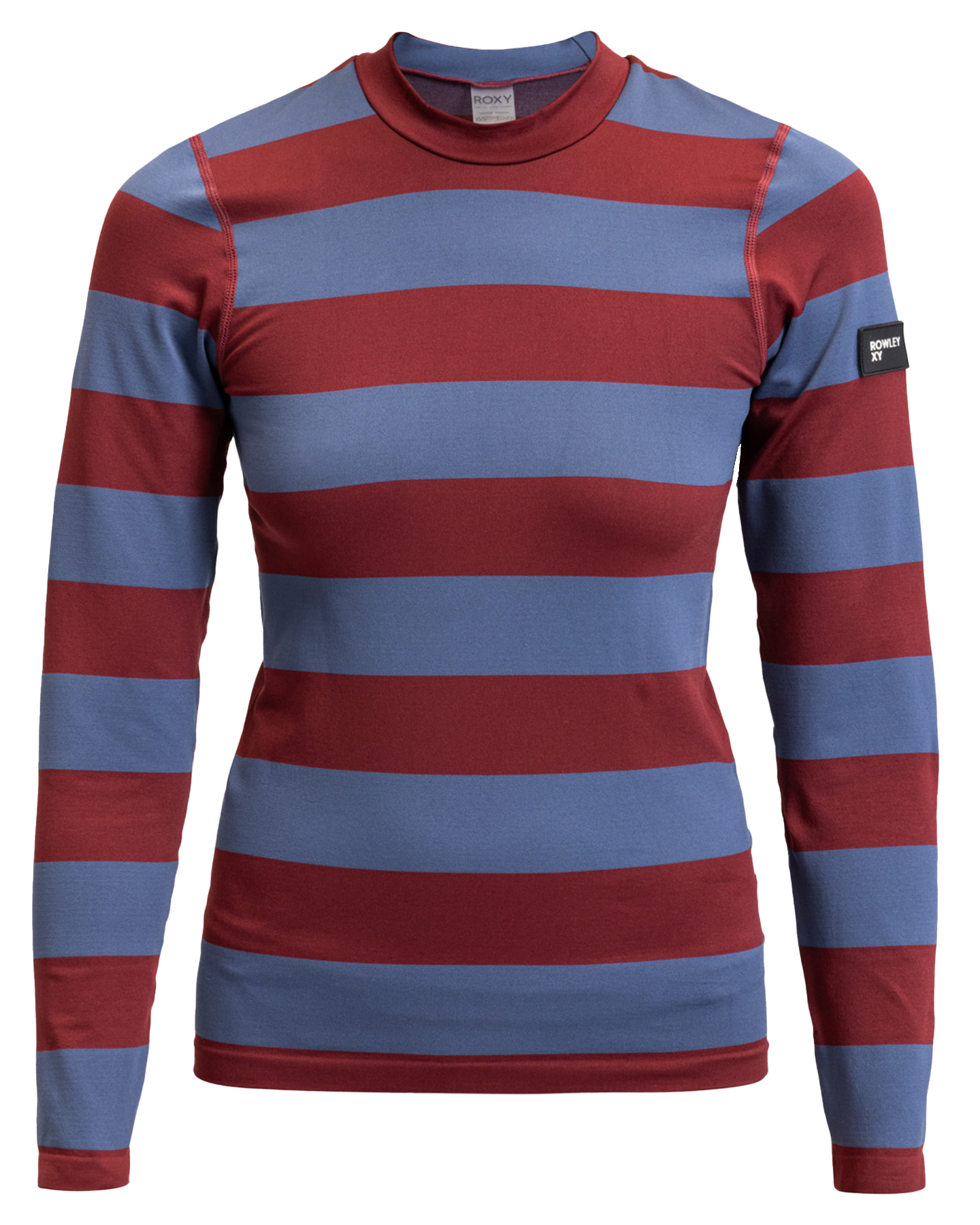 Roxy X Rowley Women's Seamless Technical Top - Insignia Blue / Bico Stripes Thermals - Trojan Wake Ski Snow