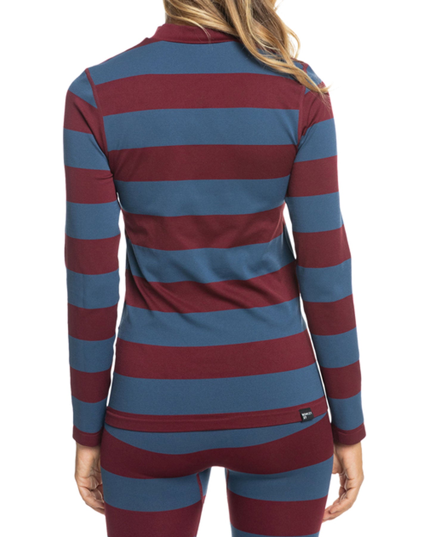 Roxy X Rowley Women's Seamless Technical Top - Insignia Blue / Bico Stripes Thermals - Trojan Wake Ski Snow