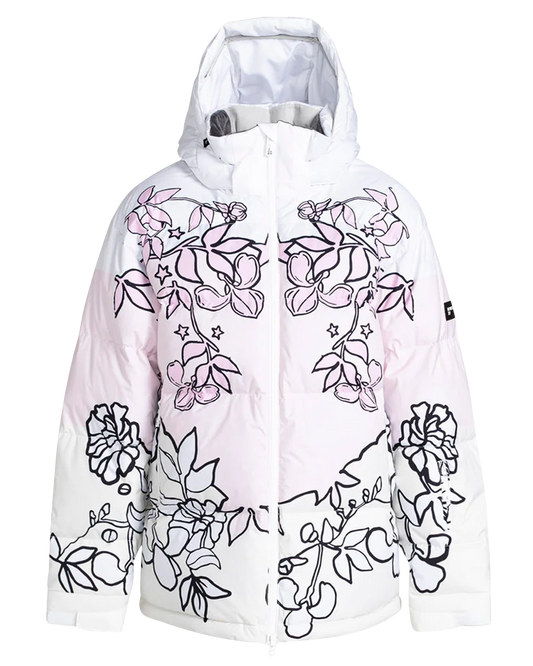 Roxy X Rowley Women's Technical Puffer Snow Jacket - Bright White / Laurel Floral Snow Jackets - Trojan Wake Ski Snow