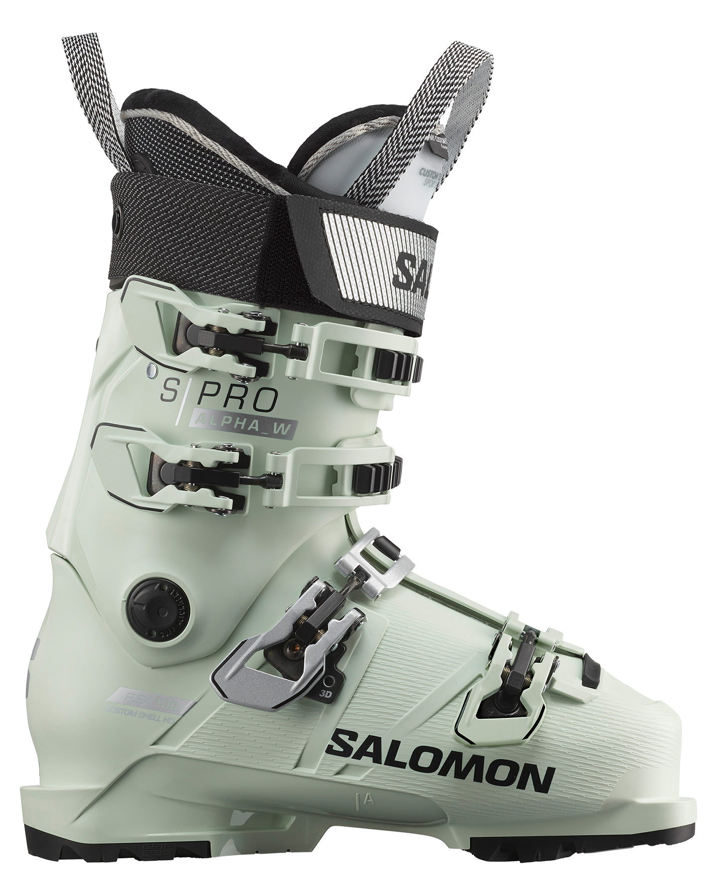 Salomon S/Pro Alpha 100 Women's Ski Boots - White Moss Snow Ski Boots - Trojan Wake Ski Snow