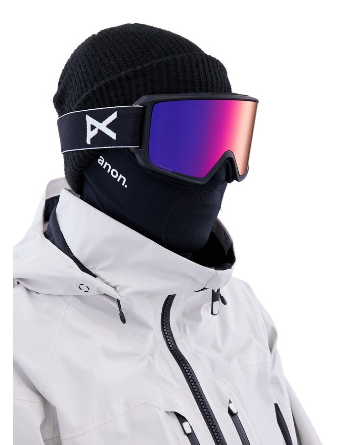 Anon M3 Snow Goggles + Bonus Lens + Mfi® Face Mask - Black/Perceive Sunny Red Lens Snow Goggles - Trojan Wake Ski Snow