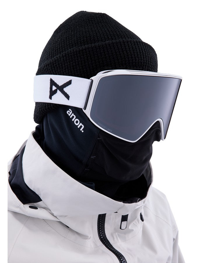 Anon M4 Cylindrical Snow Goggles + Bonus Lens + Mfi® Face Mask - White/Perceive Sunny Onyx Lens Snow Goggles - Trojan Wake Ski Snow