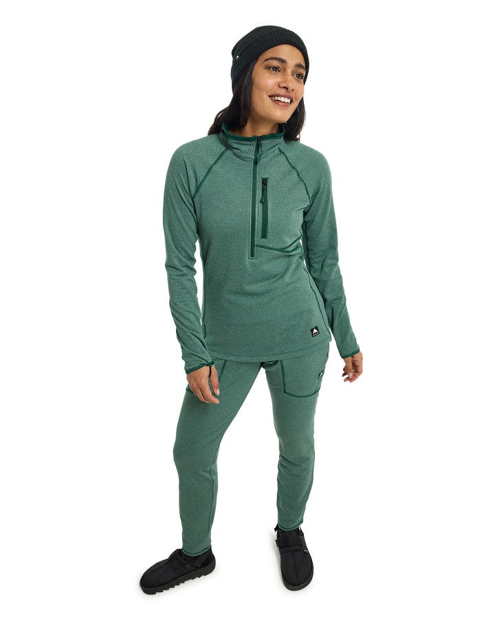 Burton Women's Stockrun Grid Half-Zip Fleece - Botanical Garden - 2023 Hoodies & Sweatshirts - Trojan Wake Ski Snow