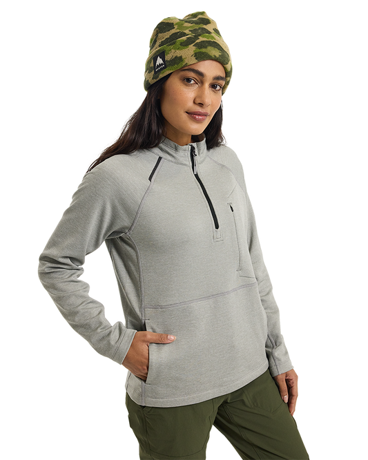 Burton Women's Burton Multipath Grid Quarter-Zip Fleece - Sharkskin - 2023 Hoodies & Sweatshirts - Trojan Wake Ski Snow